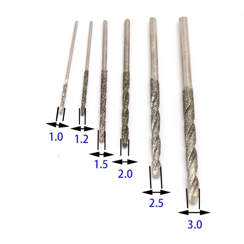 1-10Pcs Diamond Coated Twist Drill Bits for Glass Jewelry Stone Jade Tile 0.8mm 1mm 1.2mm 1.5mm 1.8mm 2mm 2.5mm 3mm