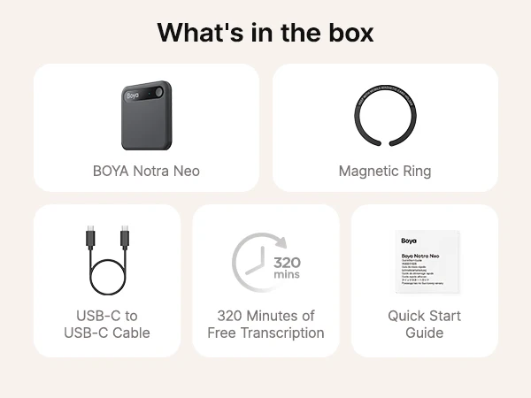 Boya Notra Neo Next-Gen KI-Notizbuch, KI-gesteuerter Sprachrekorder, MagSafe, Transkription, Zusammenfassung, Meetings, Anrufe, Zusammenfassung, App – Detail 17