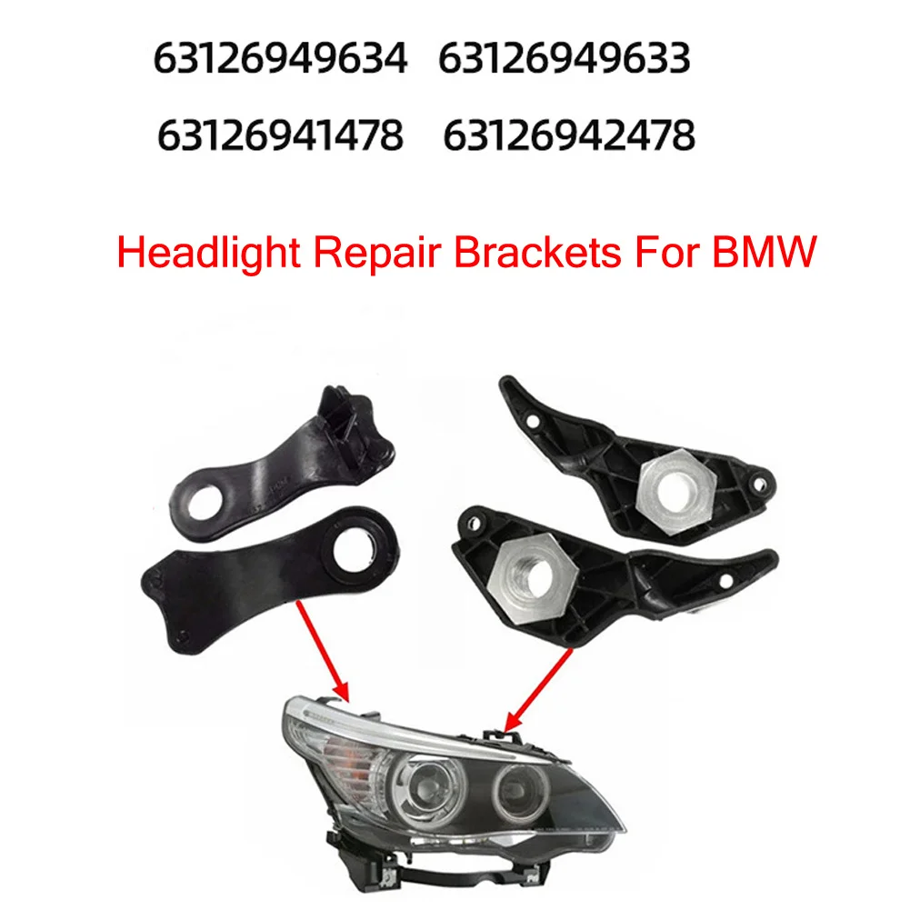 4Pcs Car Front Headlamp Repair Kit Bracket Clip Right+Left Headlight Repair Brackets For BMW E60 E61 525i 530i 540i 545i 550i