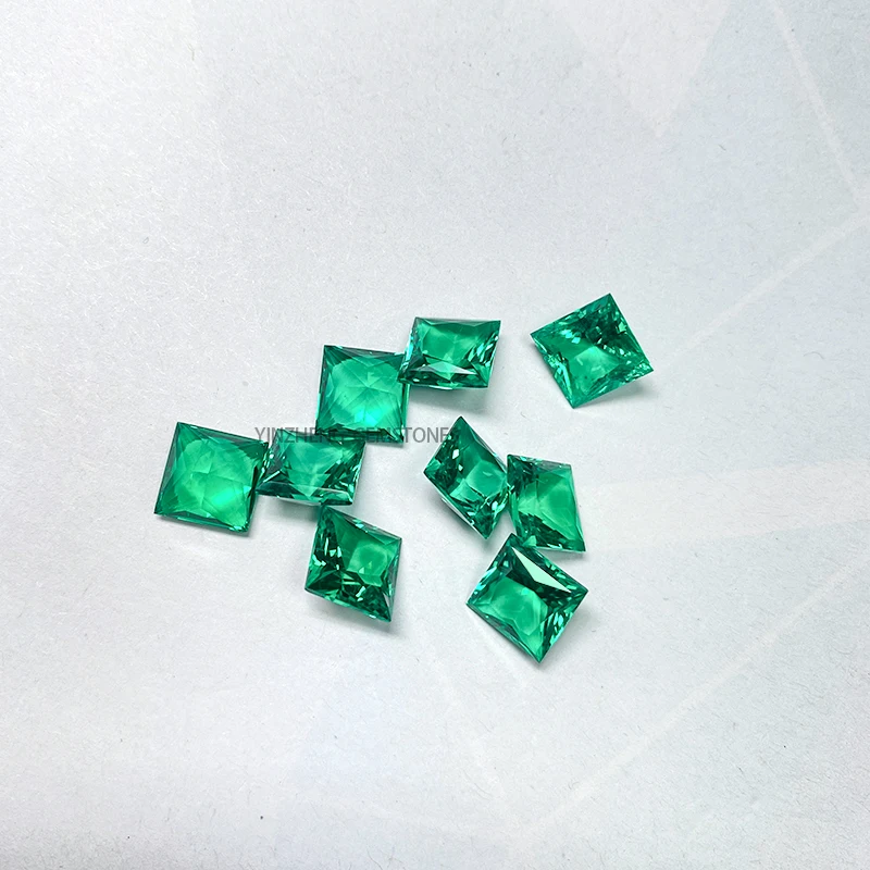 Fashion Colombia Lab Grown Emerald square Princess Cut Gems Synthetic emerald color Gemstones for Jewelry