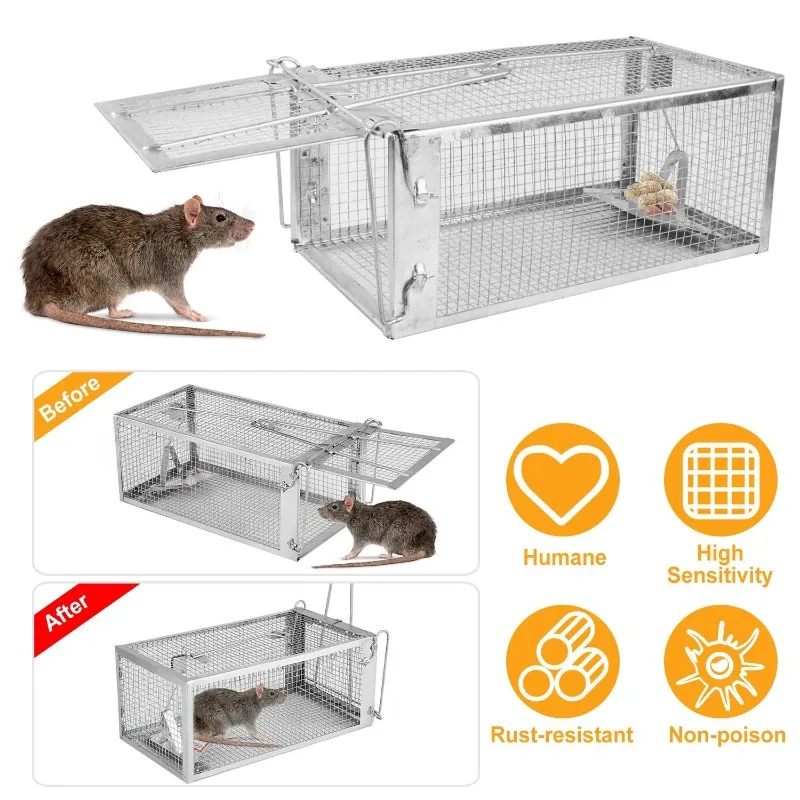 

Humane Live Rodent Trap Cage - Mouse Control Bait Trap Non-Injurious Mouse Catcher Reusable Humane Trap for Indoor Outdoor Home