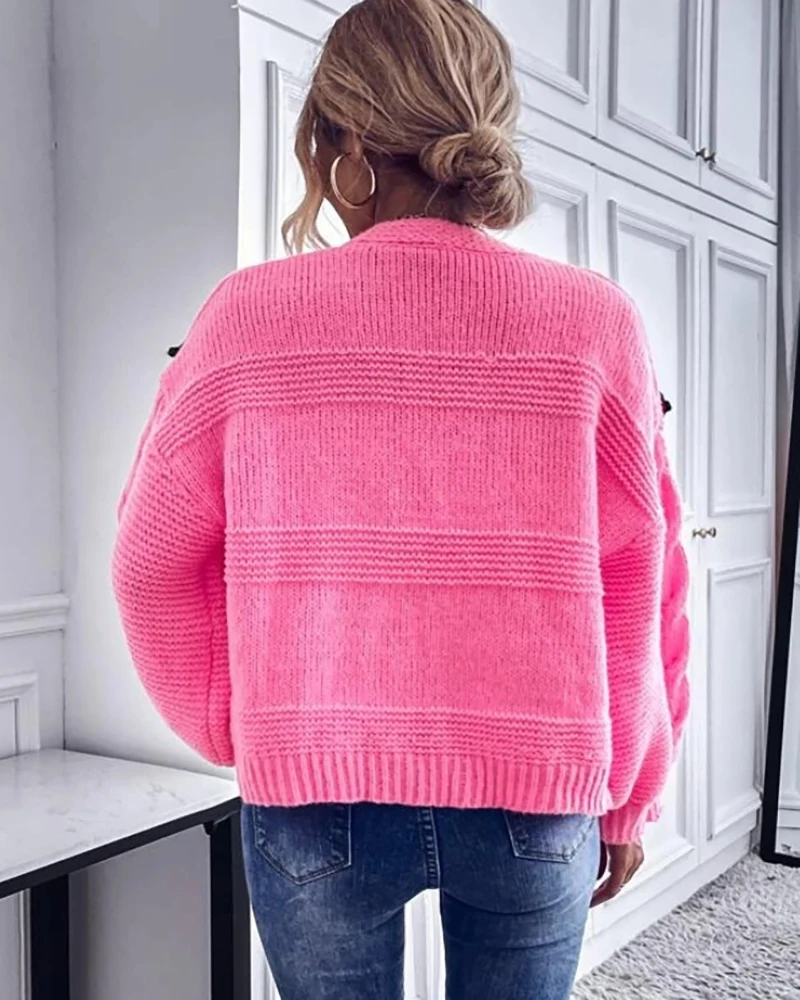 2024 Autumn Winter Women Long Sleeves Knitted Cardigan Harajuku Strawberry Print Loose Fitting Female Cardigan Sweater Outwear