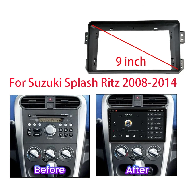 

9 Inch Car Frame Fascia Adapter For Suzuki Splash Ritz 2008-2014 Android Radio Dash Fitting Panel Kit