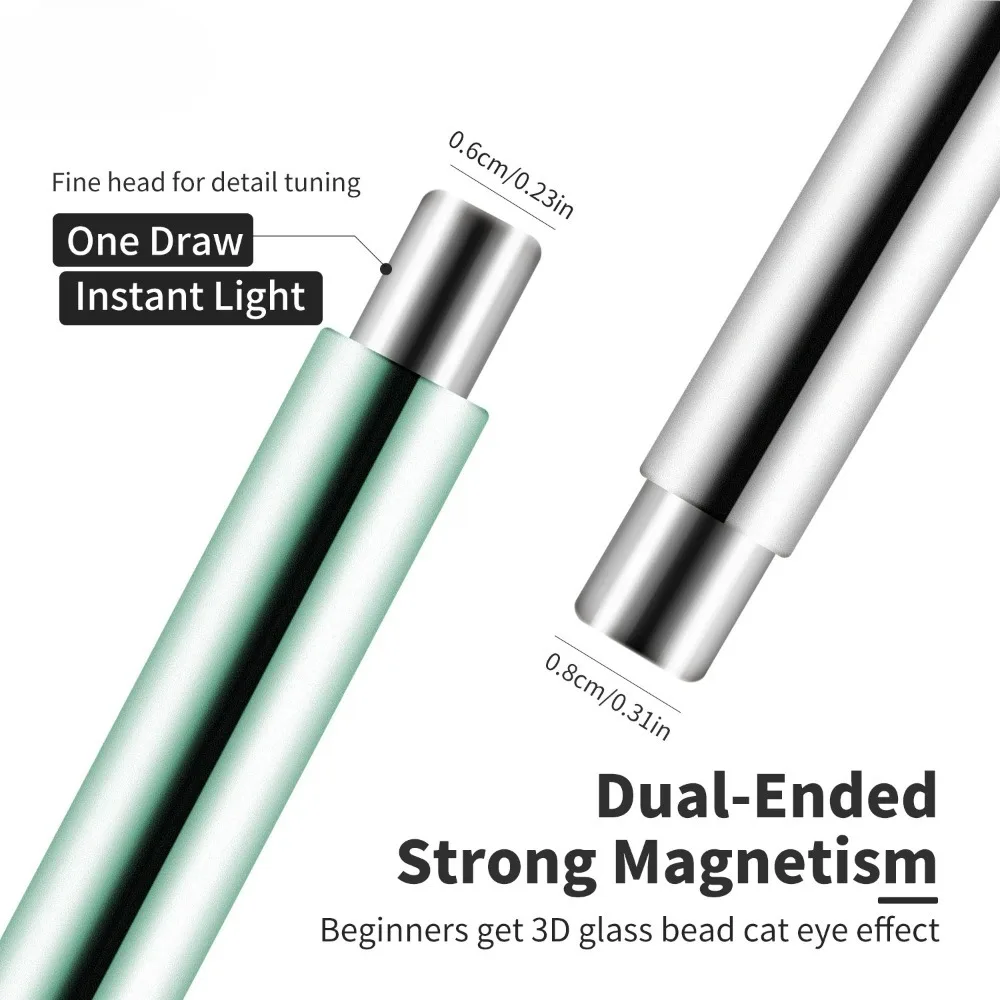 Cat Eye Nail Art Magnetic Tool Cylindrical Stick with Ball Magnet Manicure Accessory for Glass Bead Effects Fits UV Gel Polish