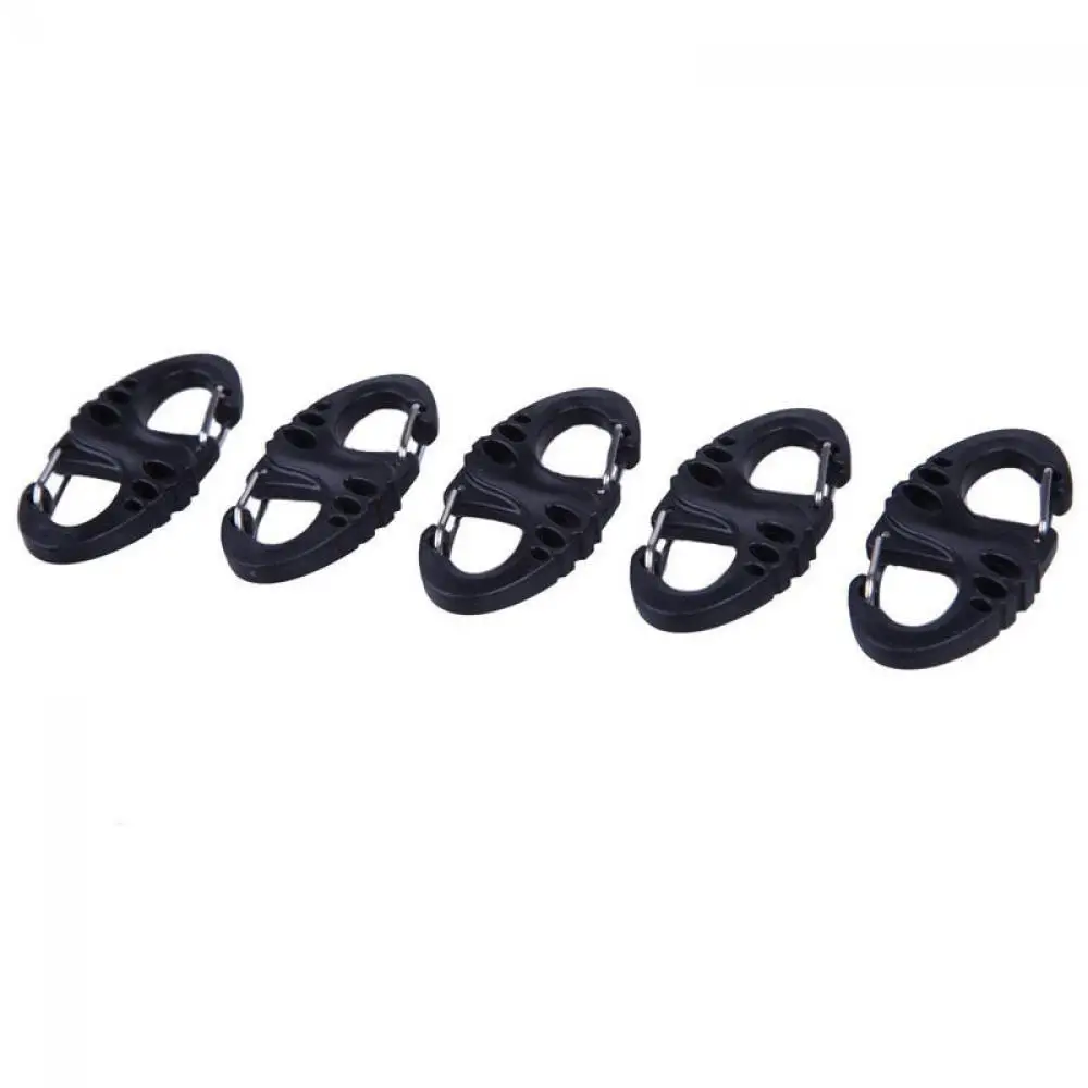 5PCS/10PCS Mini Plastic Steel Portable Climbing Hook Keychain Dual Buckle S-Type Carabiner