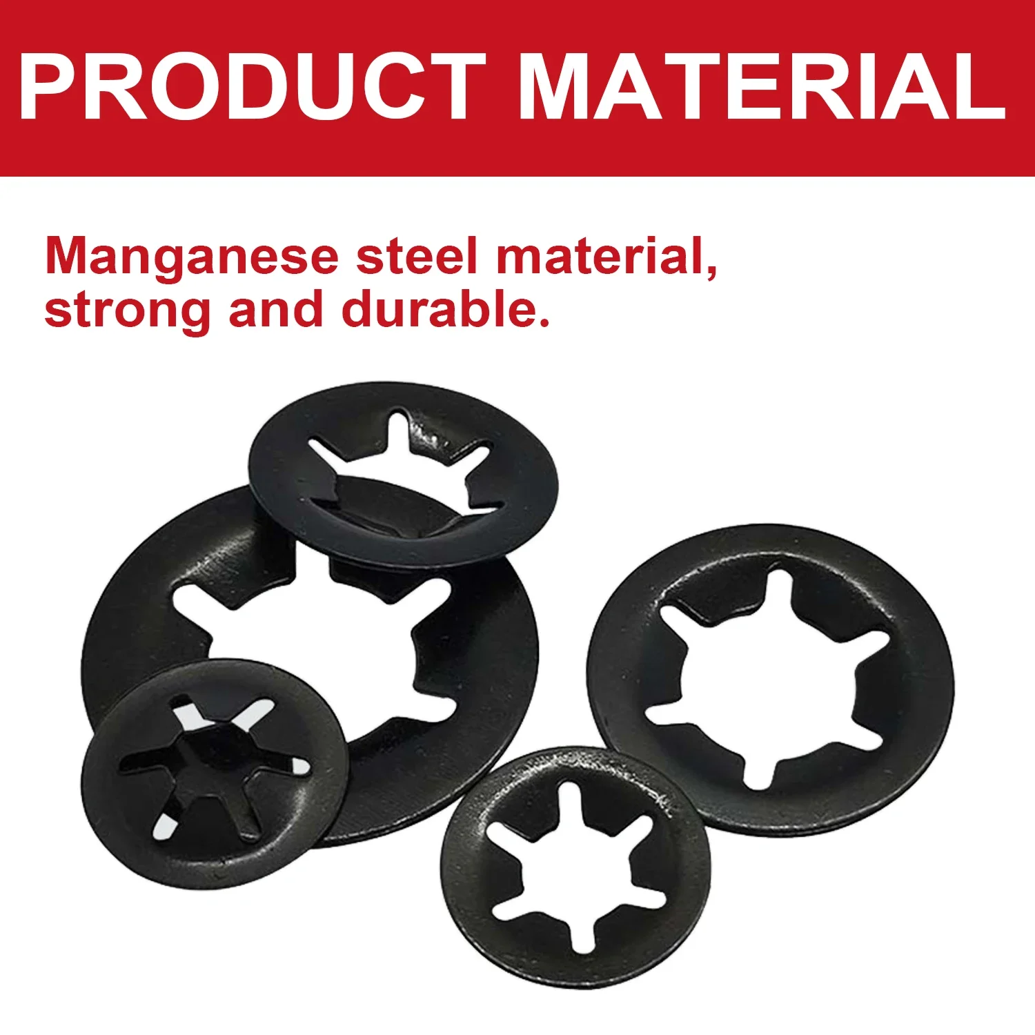 290Pcs M3/M4/M5/M6/M8/M10/M12 External Circlip Self-Locking Retaining Clip Push on Shaft Bearing Snap Ring Washer Kit Set Black