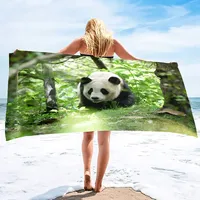 Cute Panda Beach Towels Quick Dry Microfiber Soft and Absorbent Bath Towel Outdoor Travel Oversized Beach Towel for Adults Kids