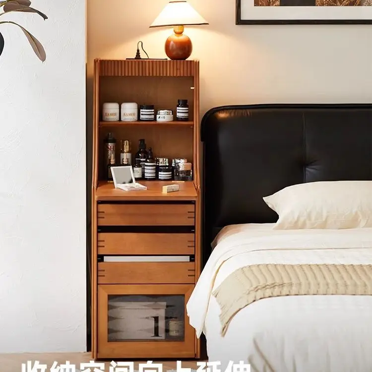 Removable bedside table retro style bedroom bedside table small vanity table locker multi-functional side cabinet