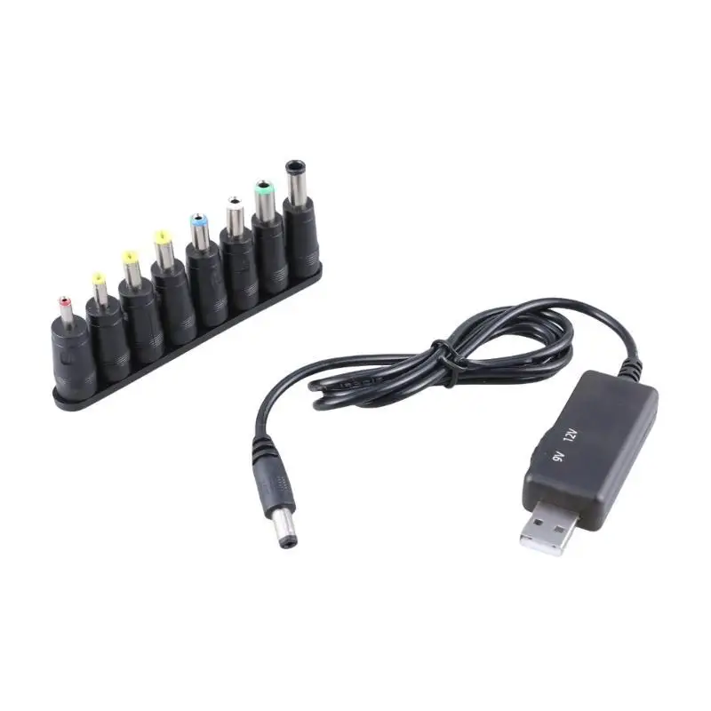 

652F USB to Power Cable USB to 8PCS DC-Jack Charging Adapter Cord DC5V to 12V 9V Led Display for Router Mini Fan Speaker