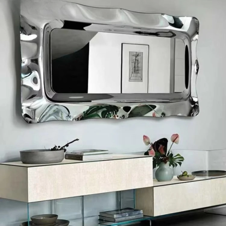WISEMAX Furniture Italian Simple Silver Full-length Vanity Mirror Wall-mounted Rectangular Glass Mirror