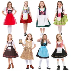 Kids Traditional Bavaria Oktoberfest Girl Dirndl Dress Beer Festivals Children Outfit Cosplay Carnival Halloween Party Costume