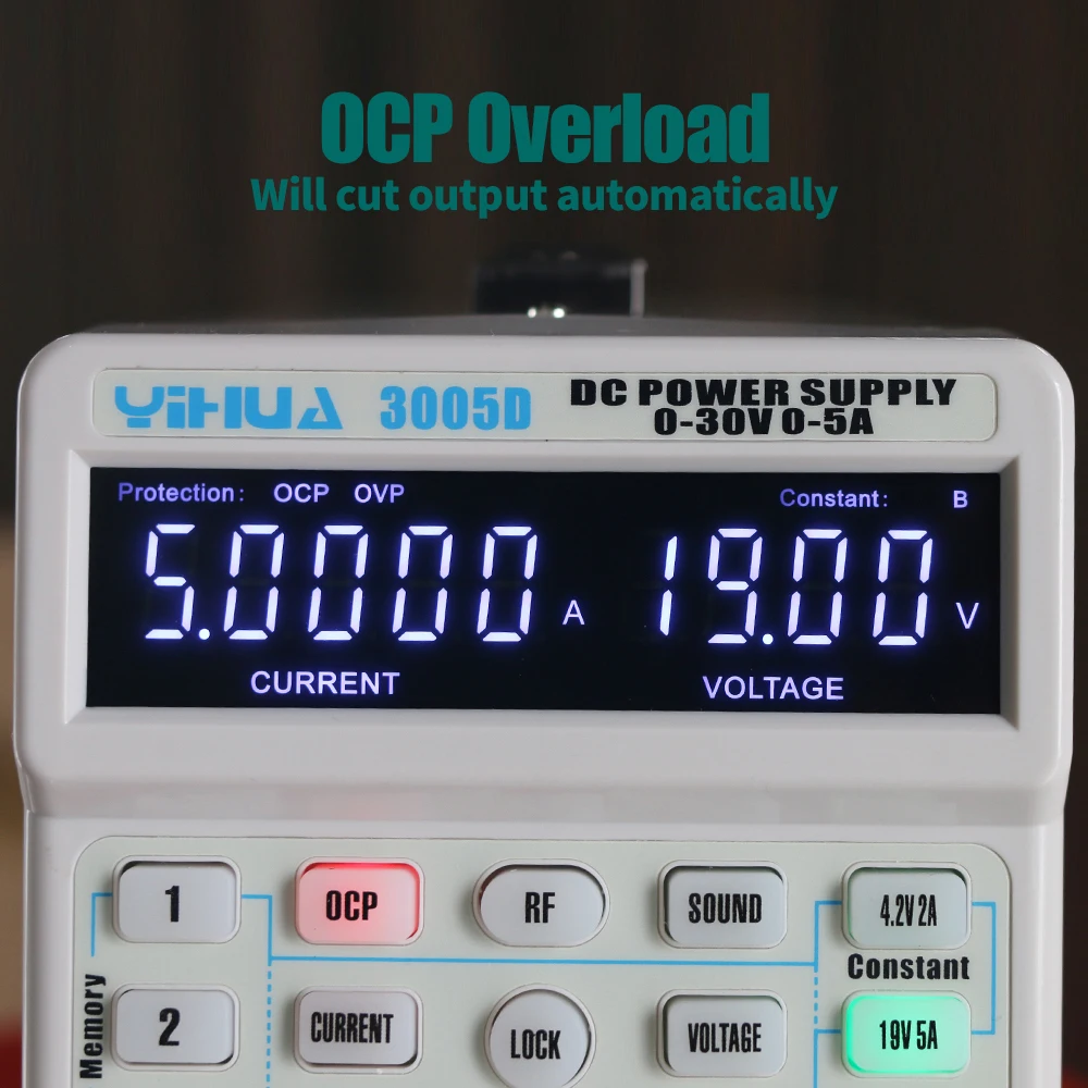 Imagem -04 - Programável dc Power Supply Estabilizador Ajustável Laboratório de Manutenção Bancada Tensão Atual Regulador 30v 5a Yihua3005d