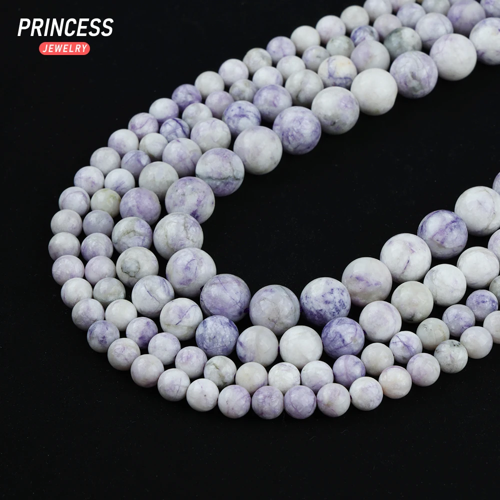 A+ Natural Purple Howlite  6 8 10mm Loose Stone Beads for Jewelry Making  Bracelets Wholesale Turquoise Beads DIY Accessories