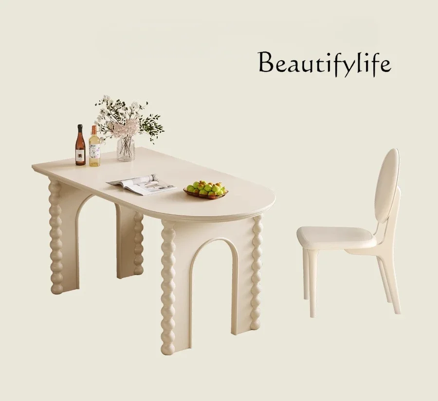 X40 French Cream Style All Solid Wood Dining Table And Chair Combination Household High-end Small Apartment Dining Table
