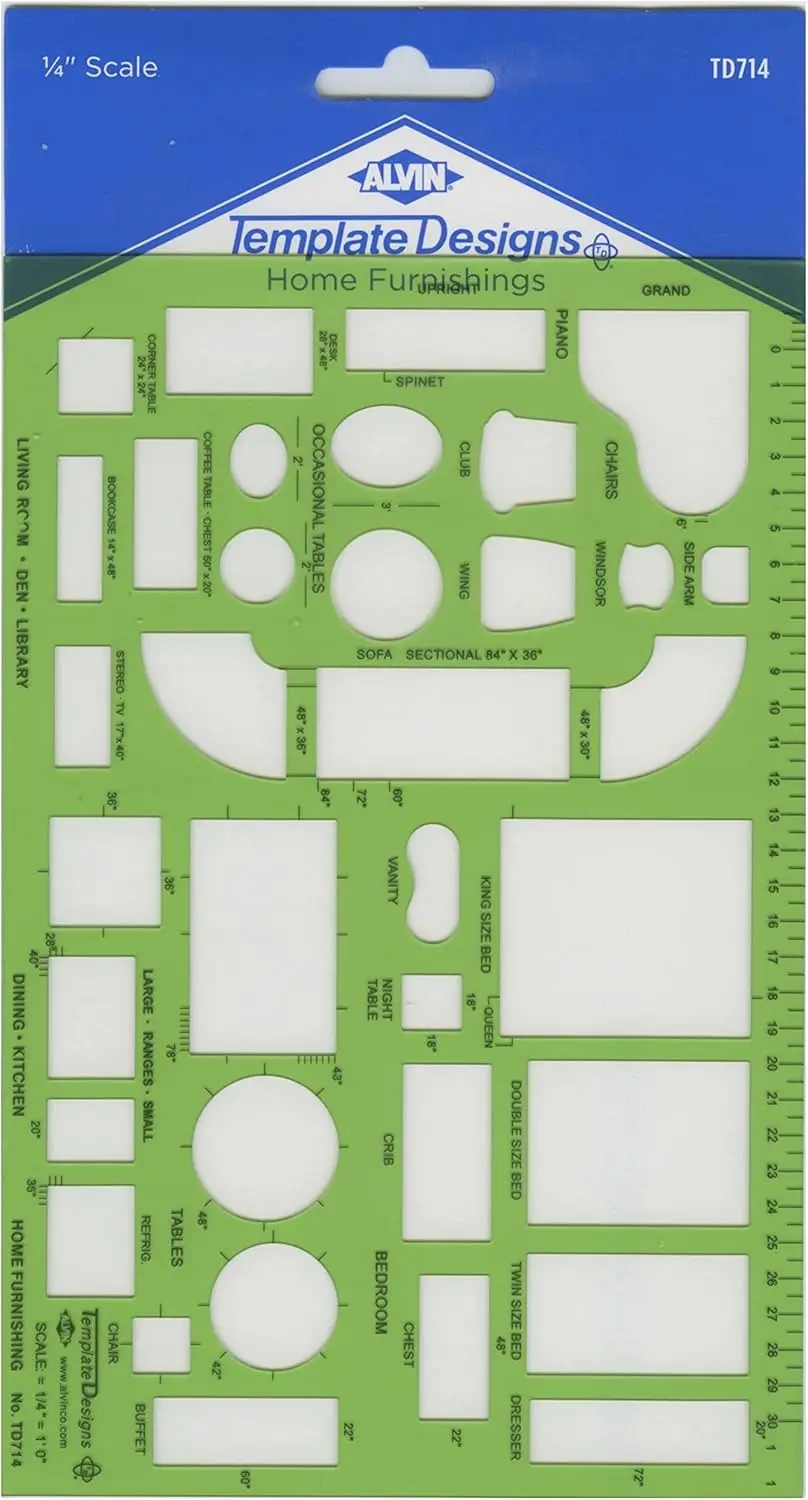 

TD714 Home Furnishing Template for Artists, Architects, and Designers - 10.25 x 5.25 Inches Drawing Tool
