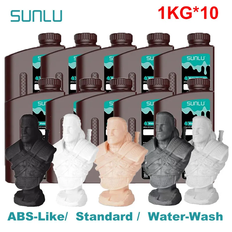 

SUNLU 10KG ABS-Like/ Standard / Water-Wash 3D Resin 405nm UV Resin For most SLA/DLP/LCD 3D Printer Material UV Sensitive 1kg