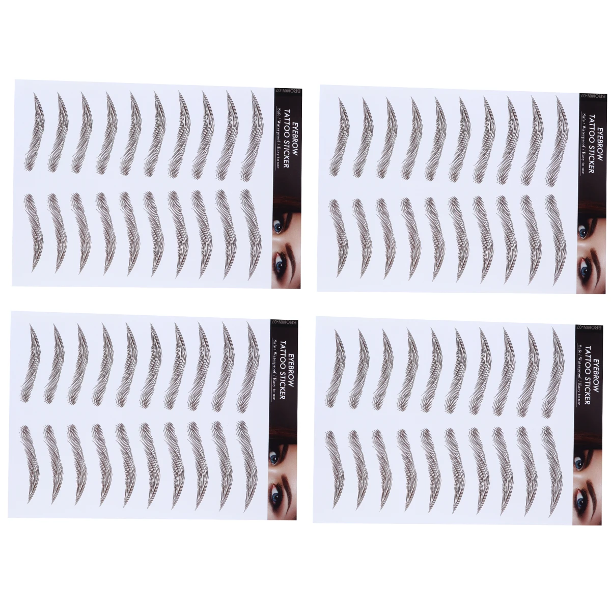 

4 Pcs Fake Eyelashes Eyebrow Grooming Stickers Water Transfer Paper Hair- Imitation