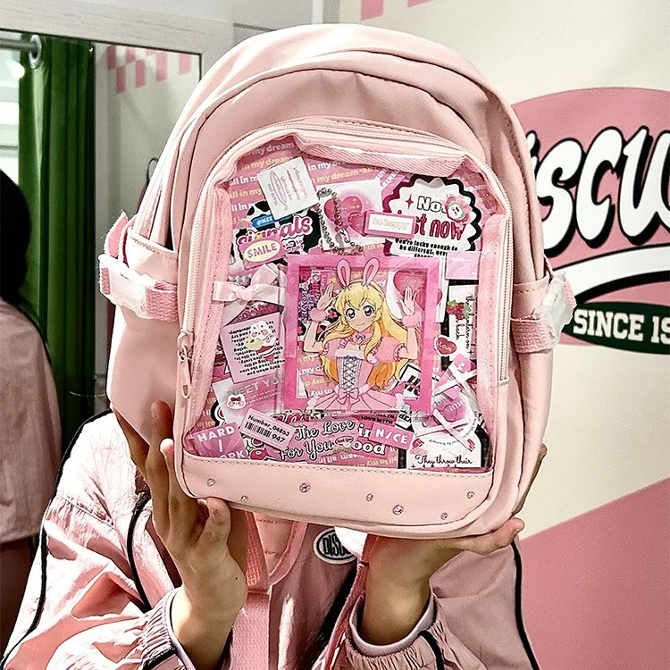 

Y2K Cute Mini Backpack Women Kawaii Ita Bag Sweet Girl Transparent Rucksack DIY Personality Display Knapsack Lolita Shoulder Bag