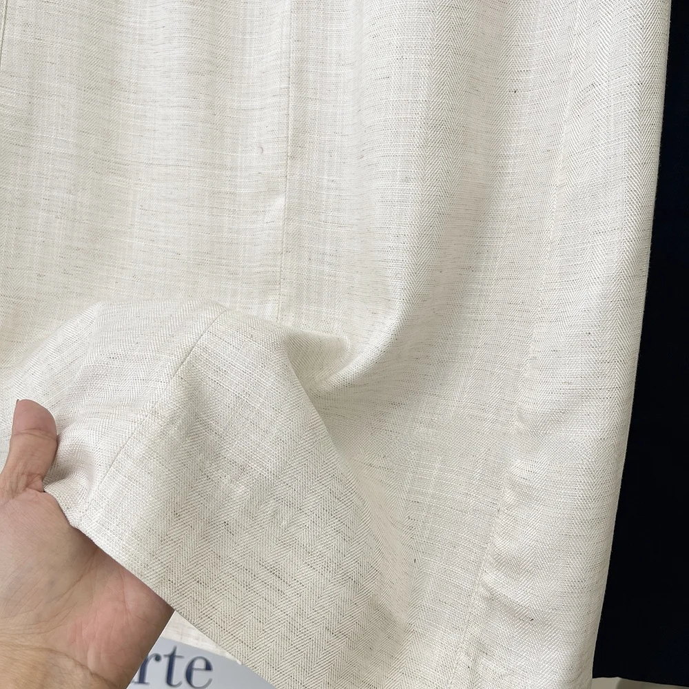 

Cool Silk Linen f Skirt Elastic Waist Commute Versatile Slimming f Skirt A-Line Skirt High Waist Pleated Loose Fit Ladies