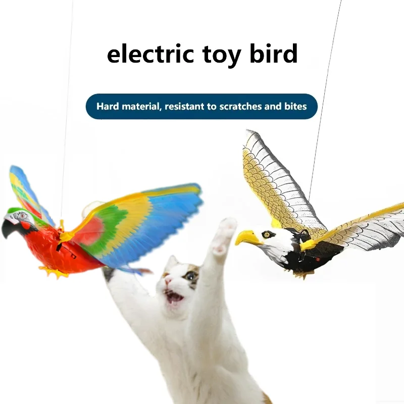 Interaktives Katzenspielzeug: Simulierter Elektro-Adler zum Aufhängen – Fliegender Vogel für Katzen zum Spielen, elektrischer Adler mit Greifseil, verspieltes Haustierspielzeug
