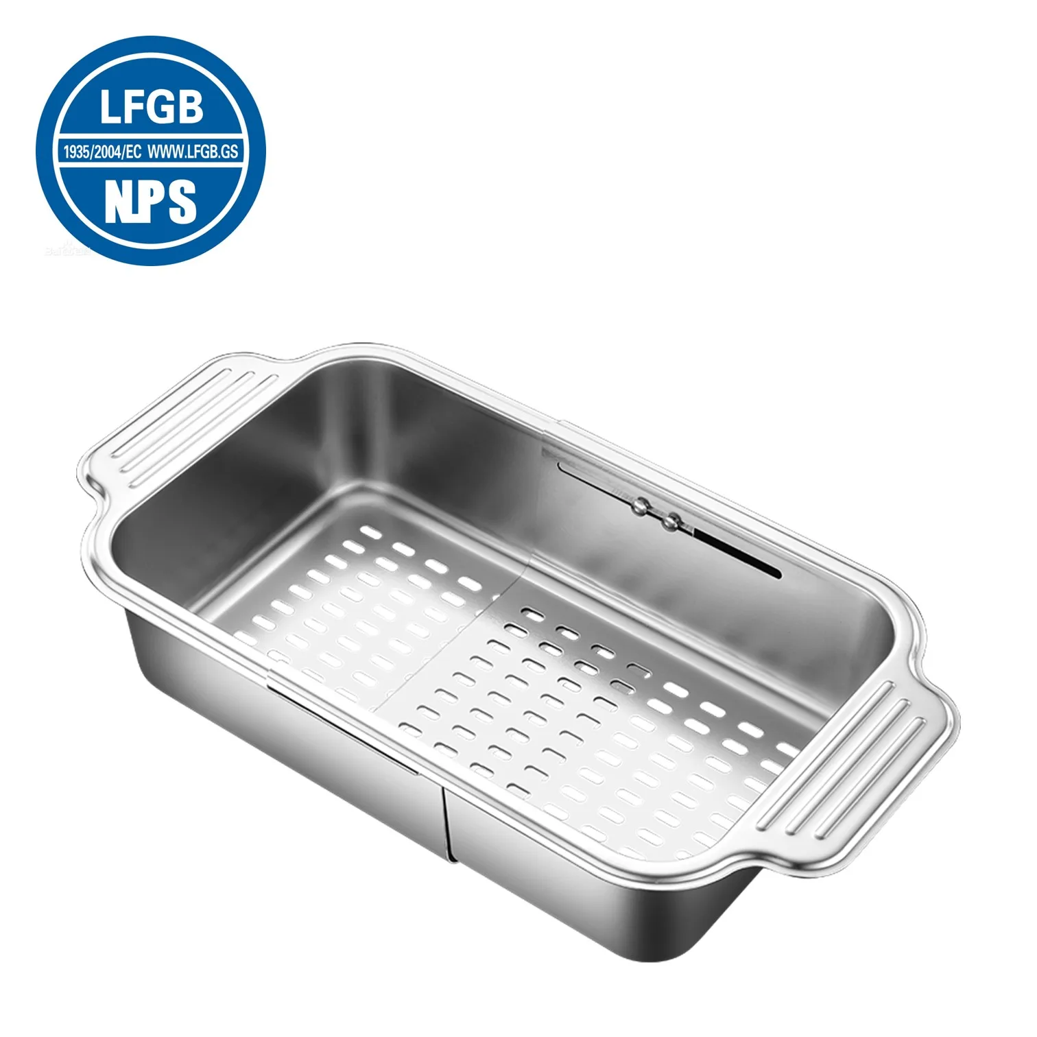 

LFGB Certification Pure 304 Stainless Steel Kitchen Sink Strainer Fruit and Vegetable Drainage Basket Tableware Container