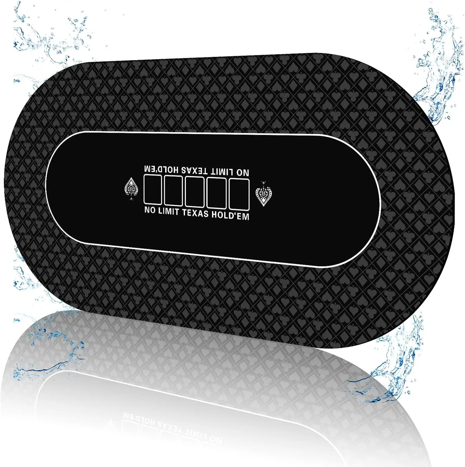 

Waterproof 70x35 Inch Poker Mat, Portable Table Top with Smooth Surface, Noise Reduction & Zipper Bag for Casino Games