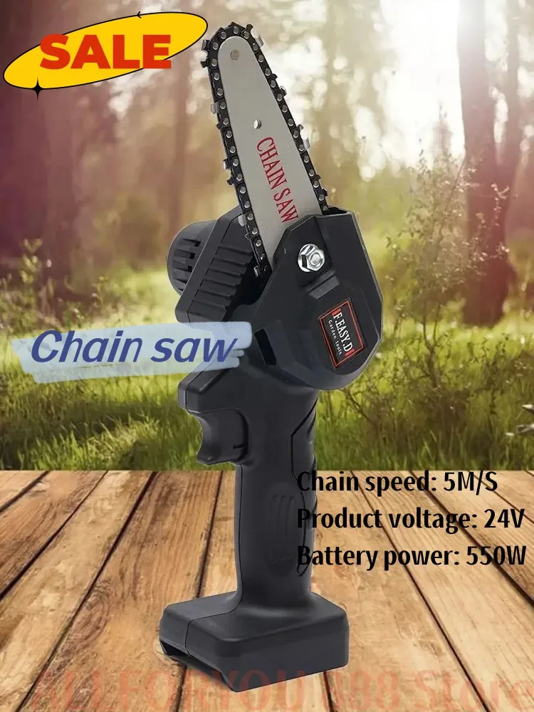 

4" Portable Electric Chainsaw Mini Hand-held Chain Saw Power Tool Small Wood Tree Bush Branch Wood Cutter Adjustable Speed