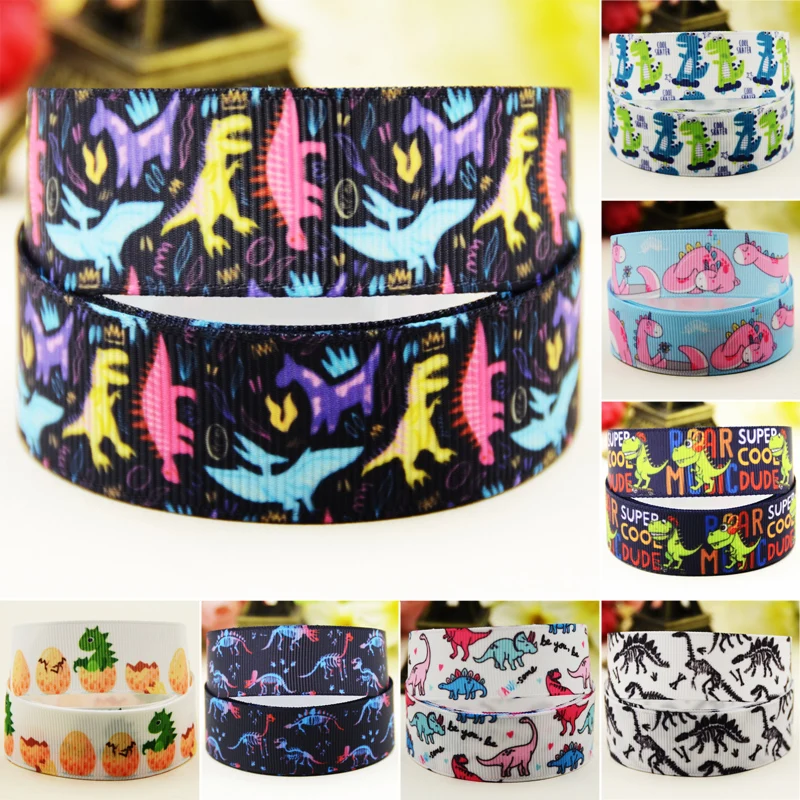 22mm 25mm 38mm 75mm Dinosaur Cartoon printed Grosgrain Ribbon party decoration 10 Yards satin ribbons