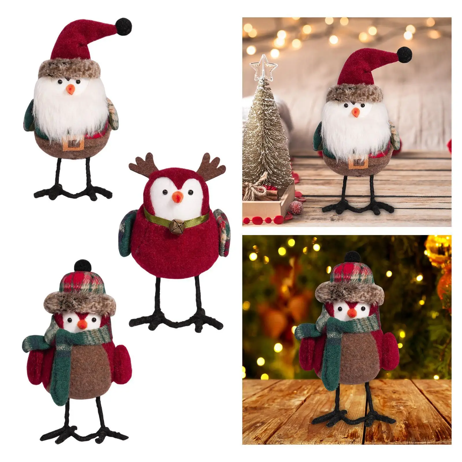 ตกแต่งตารางคริสต์มาสนกเครื่องประดับคริสต์มาส Tabletop Decor ประดิษฐ์ตุ๊กตานกสําหรับชั้นวางเทศกาลห้องนอน Desktop Decor