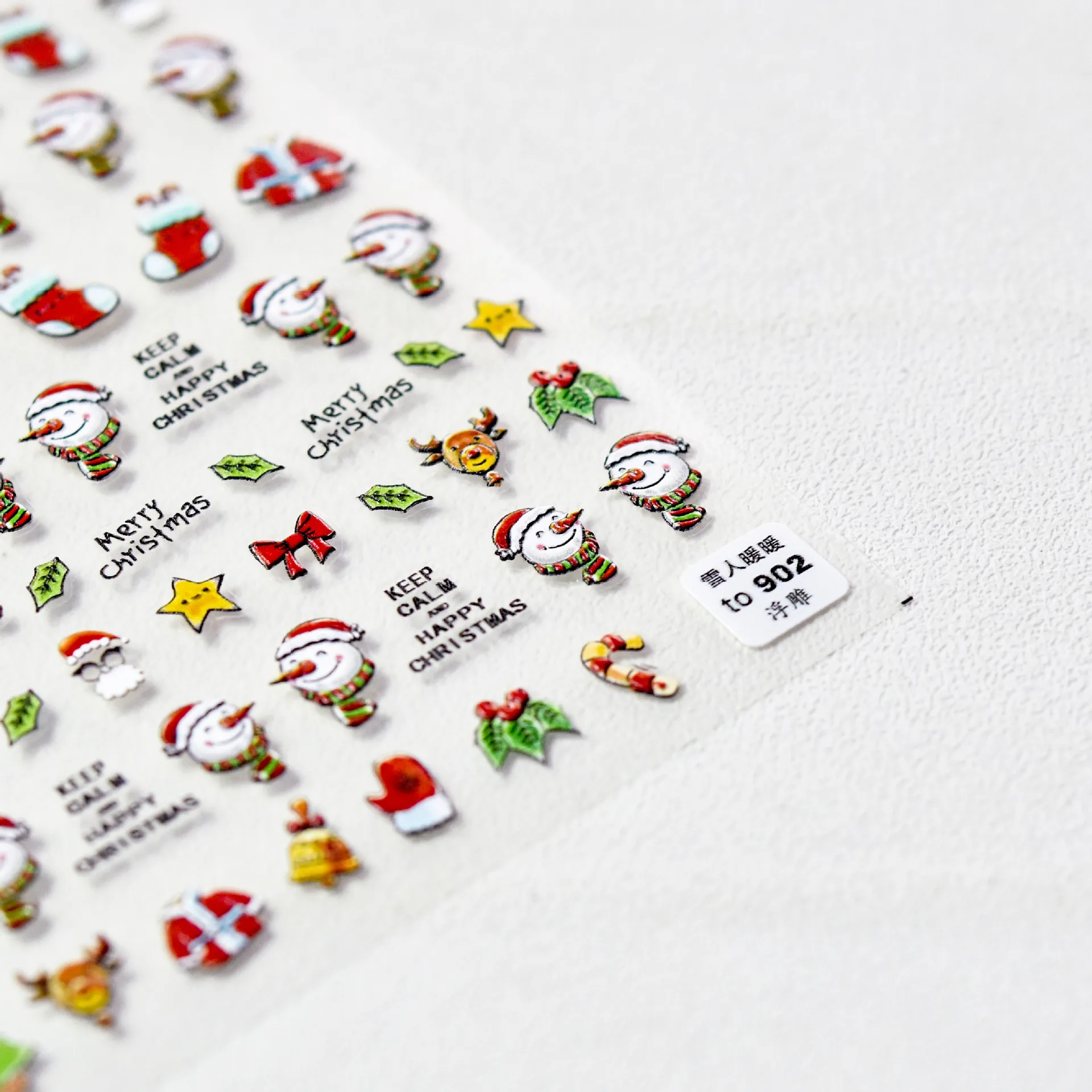 1 peça 5d em relevo bonito etiqueta da arte do prego de alta qualidade adesivo de unhas de natal simples árvore de natal papai noel etiqueta da arte do prego