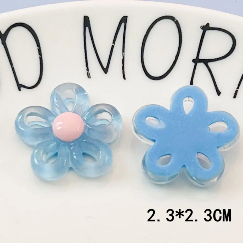 할로우 5 꽃잎 꽃 송진 액세서리, 투명 아크릴 전화 케이스 장식, 꽃 헤어 클립, 헤어 액세서리, 5 개