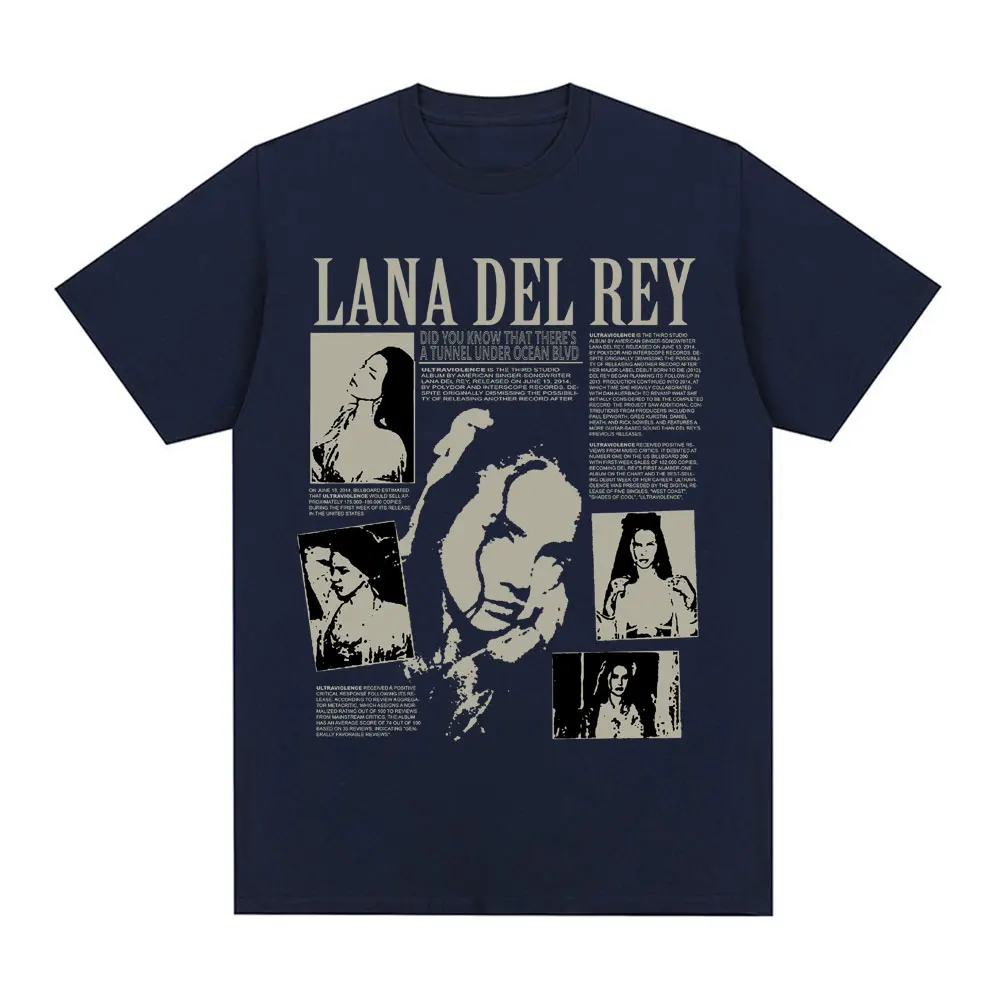 Singer Lana Del Rey Music Album Did You Know That There's A Tunnel Under Ocean Blvd Oversized T-shirt Men Women Fashion T-shirts