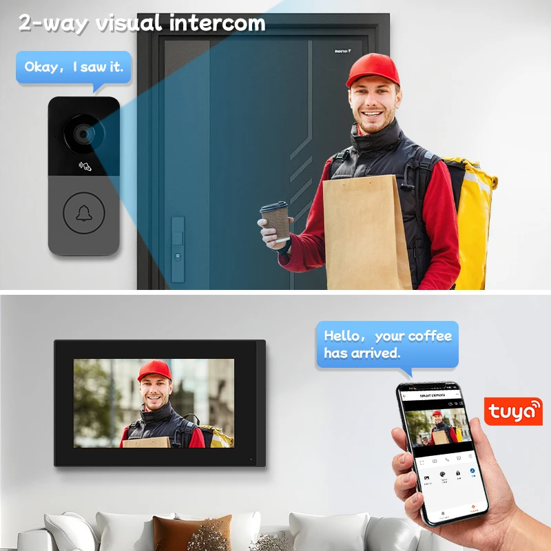 Système d'interphone vidéo intelligent WIFI visiophone interphone sonnette sans fil interphone vidéo sonnette
