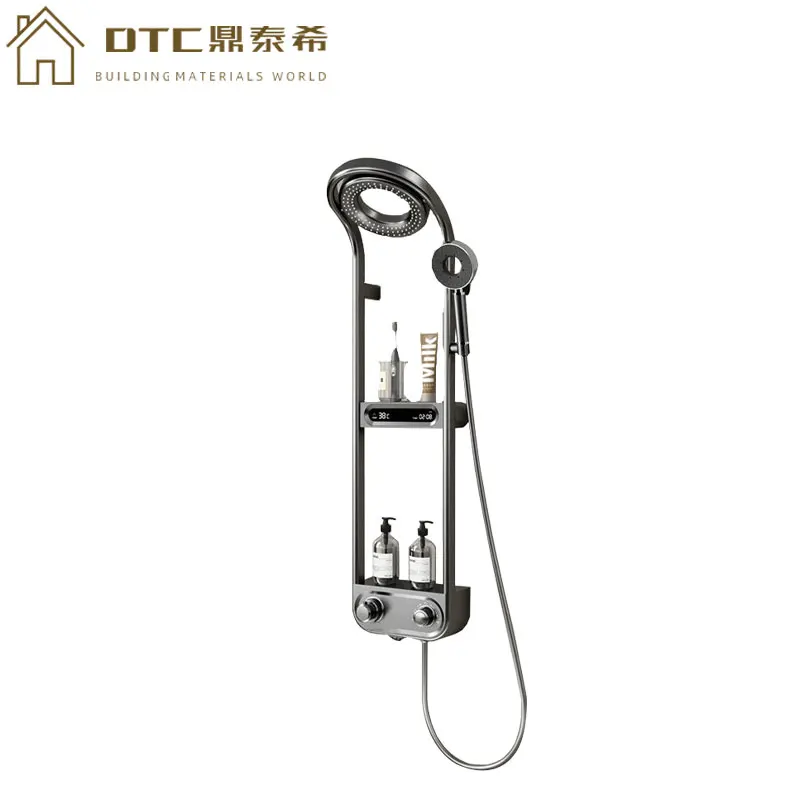 New Grey Black Silver Multifunction Rainfalll Piano Key Hot And Cold Sprinkler Massage Shower Head Sets System Panel