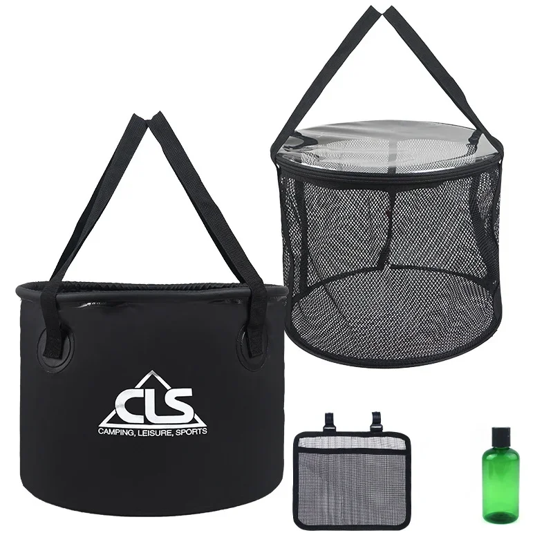 30L Camping Folding Bucket Water Container Accessories Multifunctional Portable Storage Fishing Equipment Picnic Travel Gear