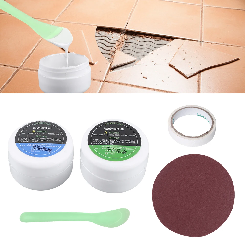 Tile Repair Kit Marble Repair Kit Shower Repair Kit Tile Repair Agent Ceramic Floor Tile Toilet Washbasin Repair Glue for Cracks