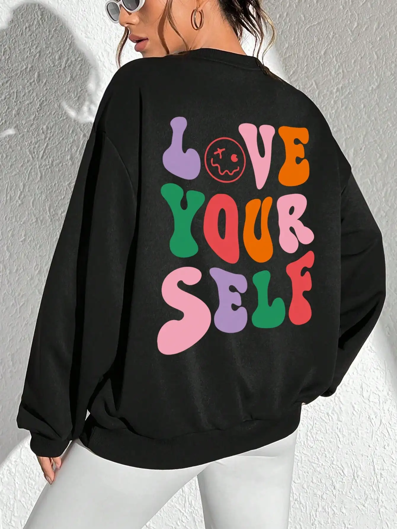 

Love Your Self Letter Prints Female Sweatshirts Creativity Casual Crewneck Clothing All-math Trend Street Womens Long Sleeves