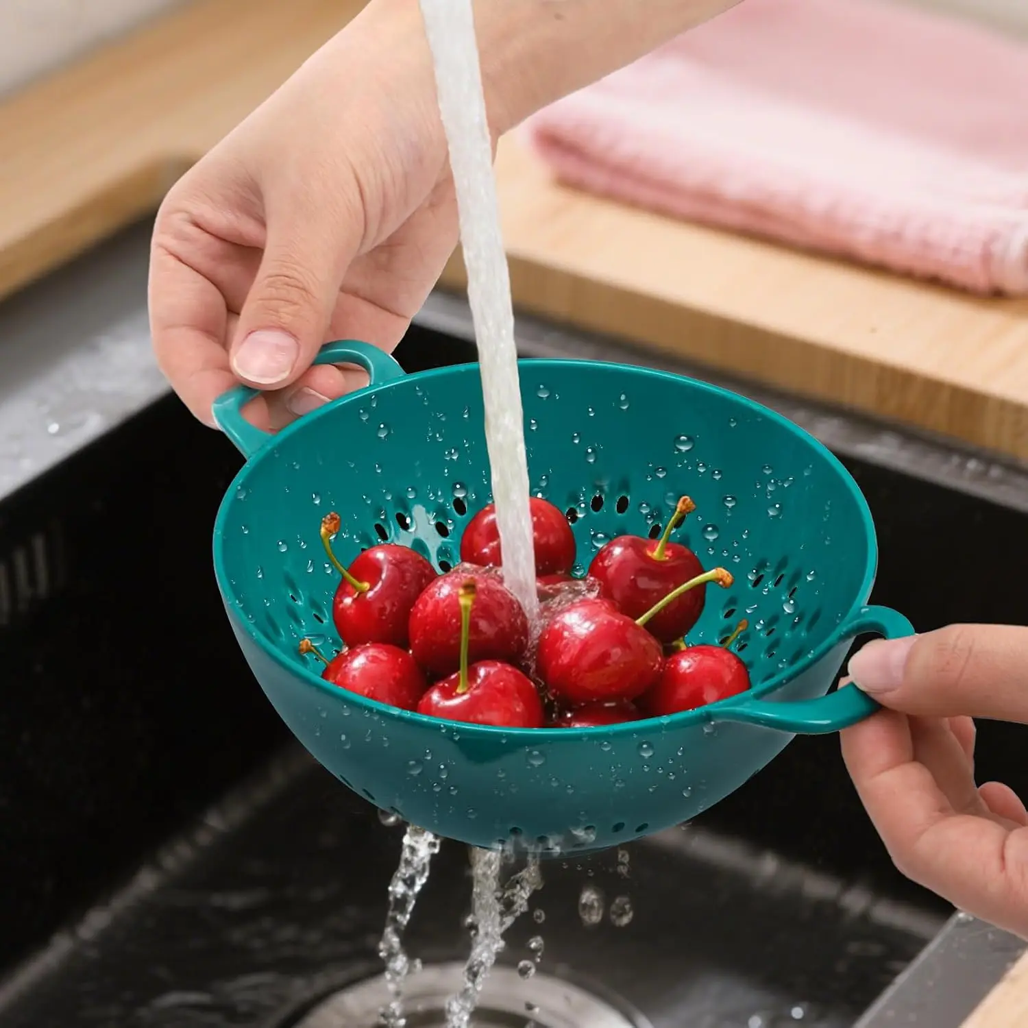 

8 Pack Mini Colander For Kitchen, Inch Plastic Berry Bowl With Double Handles, Small Compact Food Strainers, Perforated