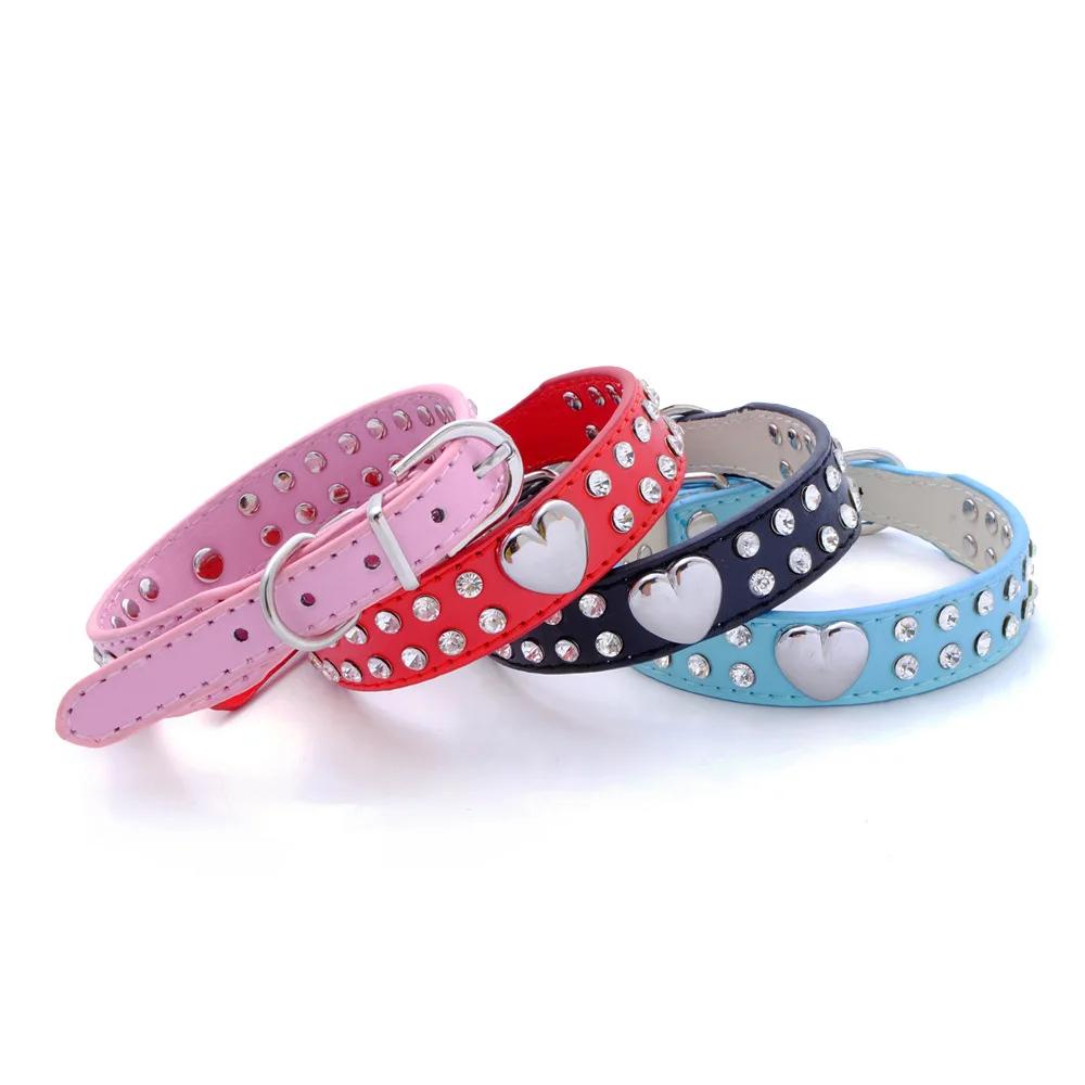 Shiny Rhinestone Pet Collar Love Dog Collar Comfortable Leather Dog Leash Italian Greyhound/Whippet Collar