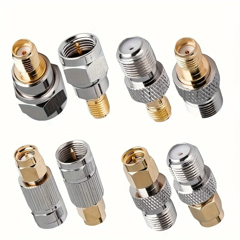 Pack of 8 Pieces SMA Male Female to F Male Female Coax Kit Coaxial Adapter SMA to F Straight TV Coax Adapter Connector