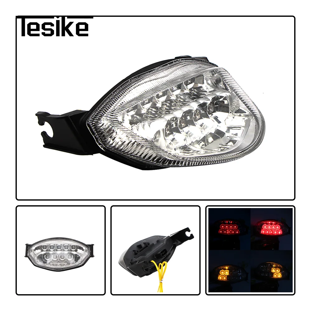 

Для Suzuki GSX-R 1000 GSXR1000 K5 2005 2006, хромированный задний фонарь, стоп-сигналы поворота, встроенный светодиодный светильник