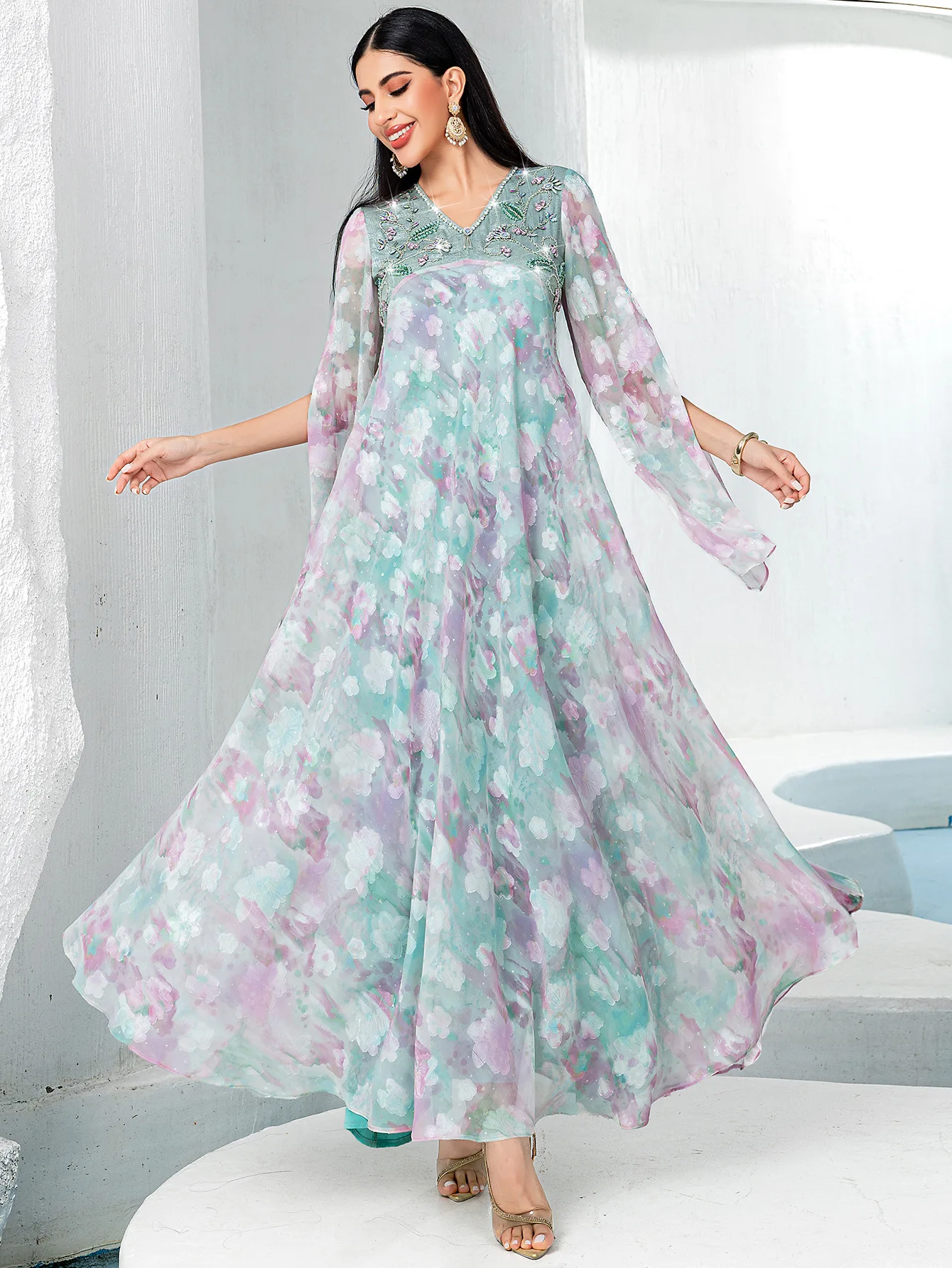 

Eid Women Dress Muslim Abaya Flare Sleeve Vestidos Largos Party Caftan Jalabiya Ramadan Long Dresses Dubai Kaftan Arab Robe 2025