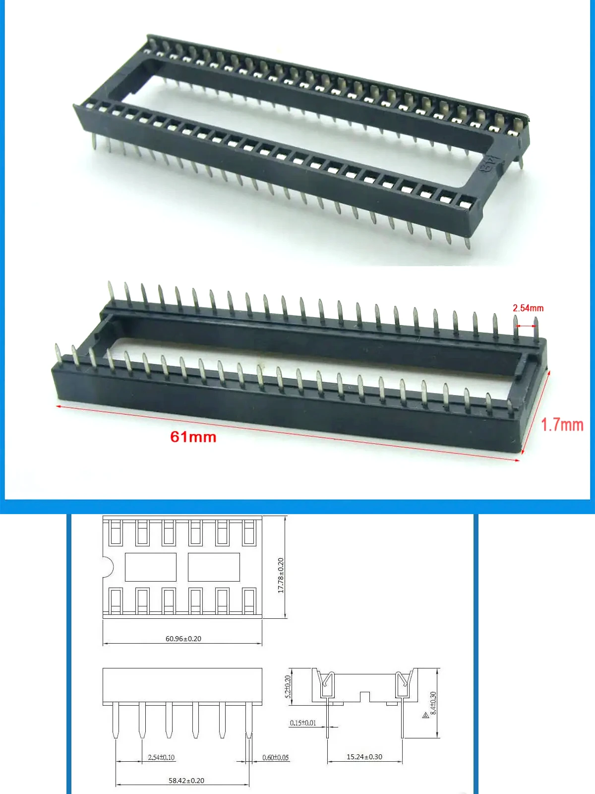 100PCS 48 pin IC Socket 2.54mm(.100