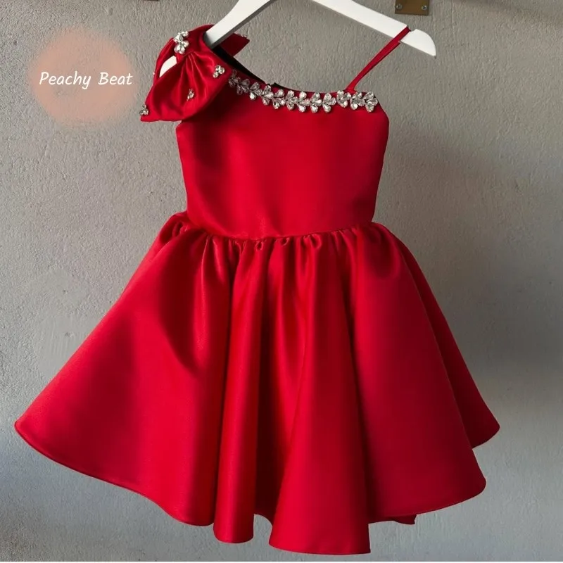 Baby Girl Princess Beading Tutu Dress Off Shoulder Toddler Child Bow Vestido Xmas Birthday Party Pageant Baby Clothes 1-14Y