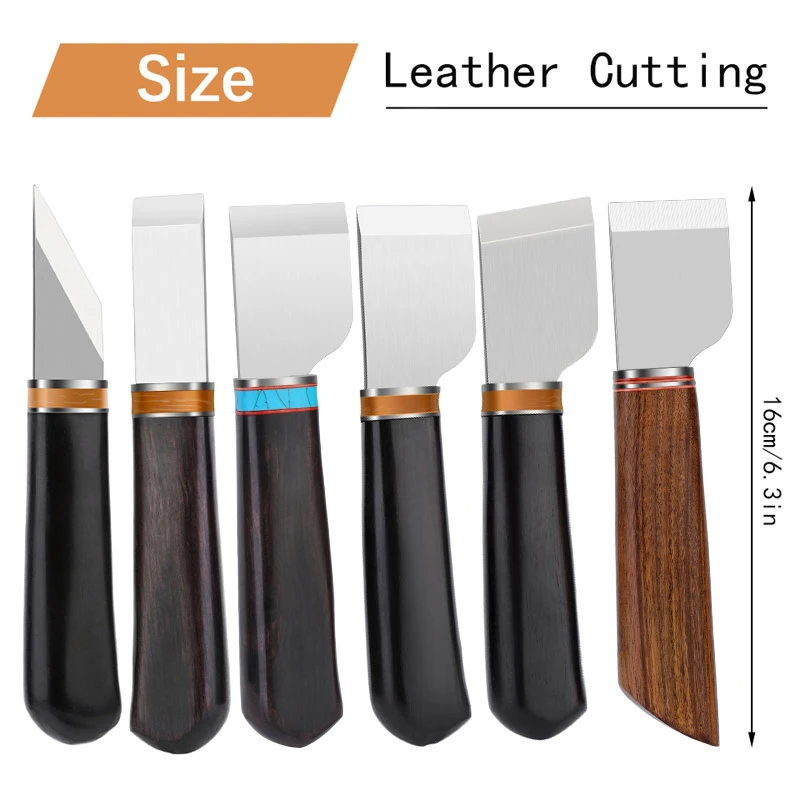 Fenrry Leather Skiving Knife Professional Leather Craft Cutting Knife DIY Craft Knife Sharping Skiving Tool with Wooden Handle