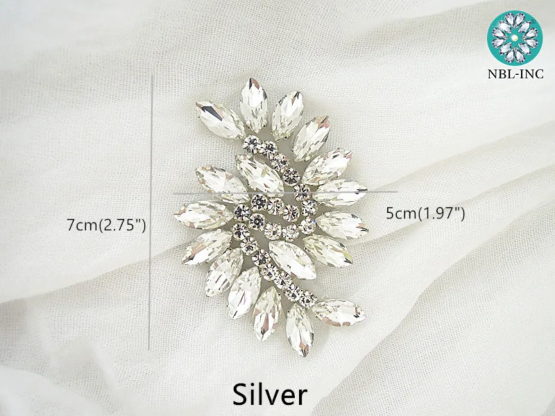 (1PC) Bow shape rhinestone applique hot fix silver rose gold color for dress hair accessory DIY iron on WDD0830