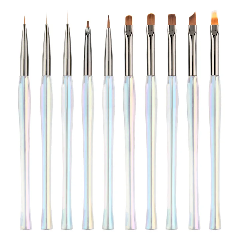1PCS Rainbow Transparent Diamond Gradient Nail Brush Nail Art Brush Line Painting Brushes Crystal Acrylic Thin Liner Drawing Pen