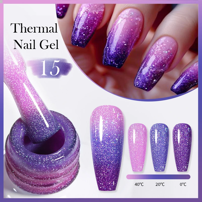 Geboren Mooie 10Ml Glitter Thermische Gel Nagellak 3 Kleuren Veranderende Doorweekt Gel Winter Semi-Permanente Manicure Nail Art Lak