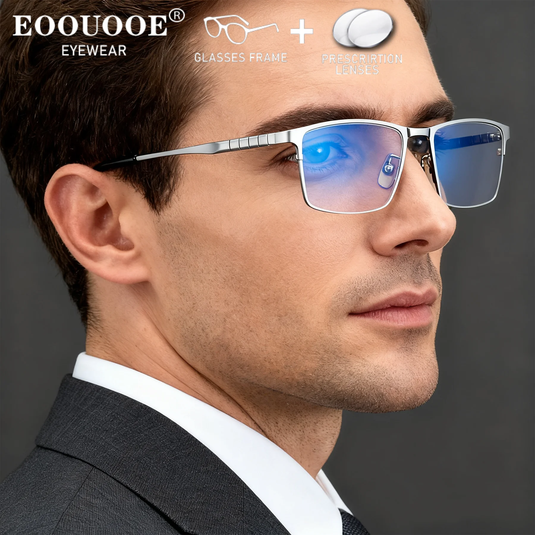 

Office Business Pure Titanium Men's Glasses Prescription Lenses Progressive Myopia Eyeglasses Anti Reflection UV Protection