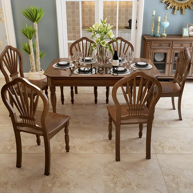 HSN solid wood dining table and chair combination size apartment restaurant dining table